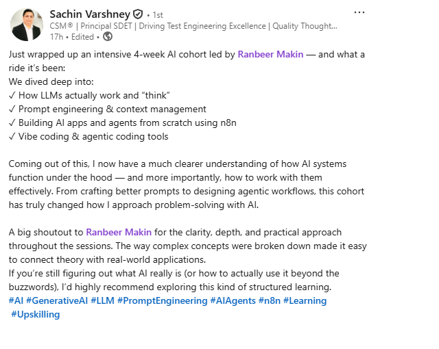 LinkedIn review from cohort alumni 4