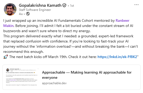 LinkedIn review from cohort alumni 5